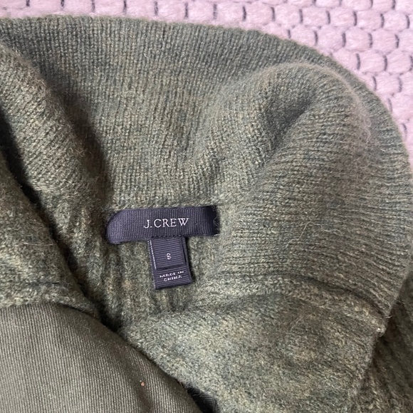 J.Crew Lambswool Quarter Snap-Collar Ribbed Sweater – Army Green – Size Small - Picture 4 of 6